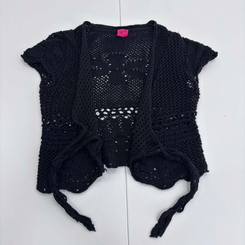 George G21 Black Crochet Open Front Shrug Cardigan UK 18 EUR 46